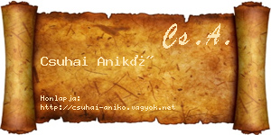 Csuhai Anikó névjegykártya